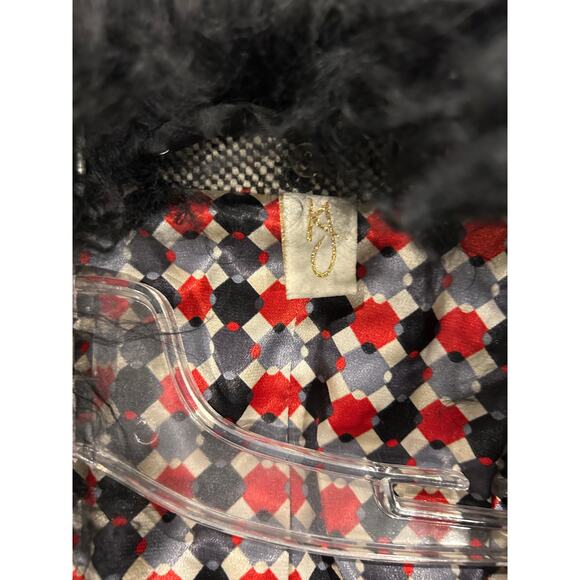 Vintage Italian Cropped Wool Tweed Jacket w/ Removable Mongolian Lamb Fur Collar - Picture 10 of 10